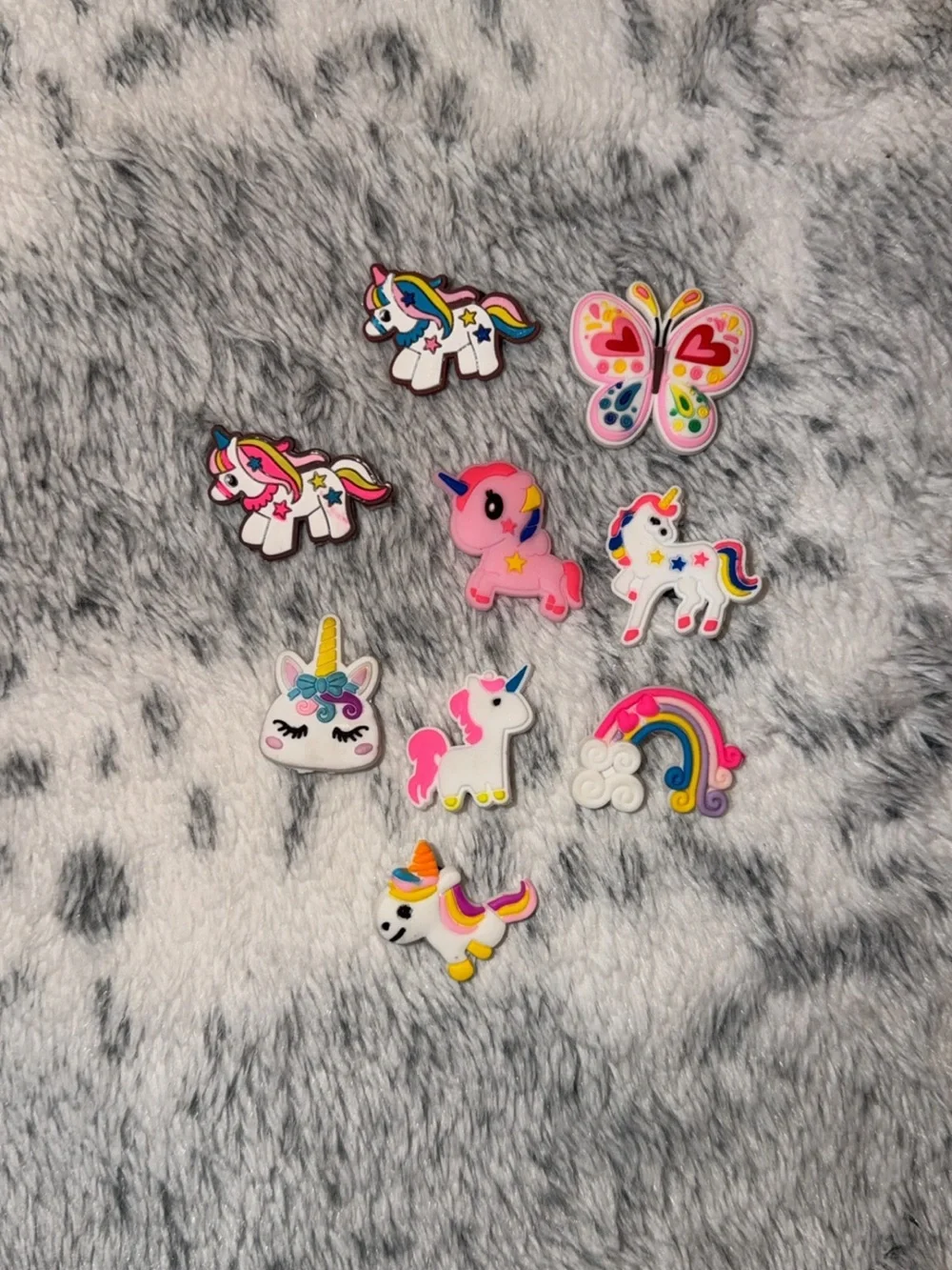 CROCS Kids Pink Rainbow Unicorn Butterfly Jibbitz Shoe Charms